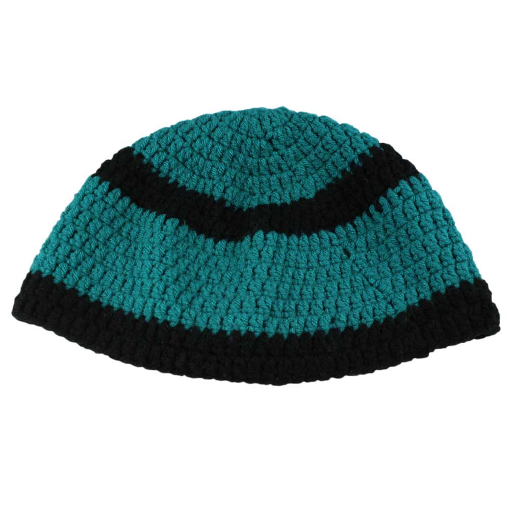Lilylin Designs Green with Black Trim Crochet Beanie Hat