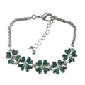 5 Emerald Green Crystals Lucky 4 Leaf Clover Bracelet - BTS603 - Lilylin Designs