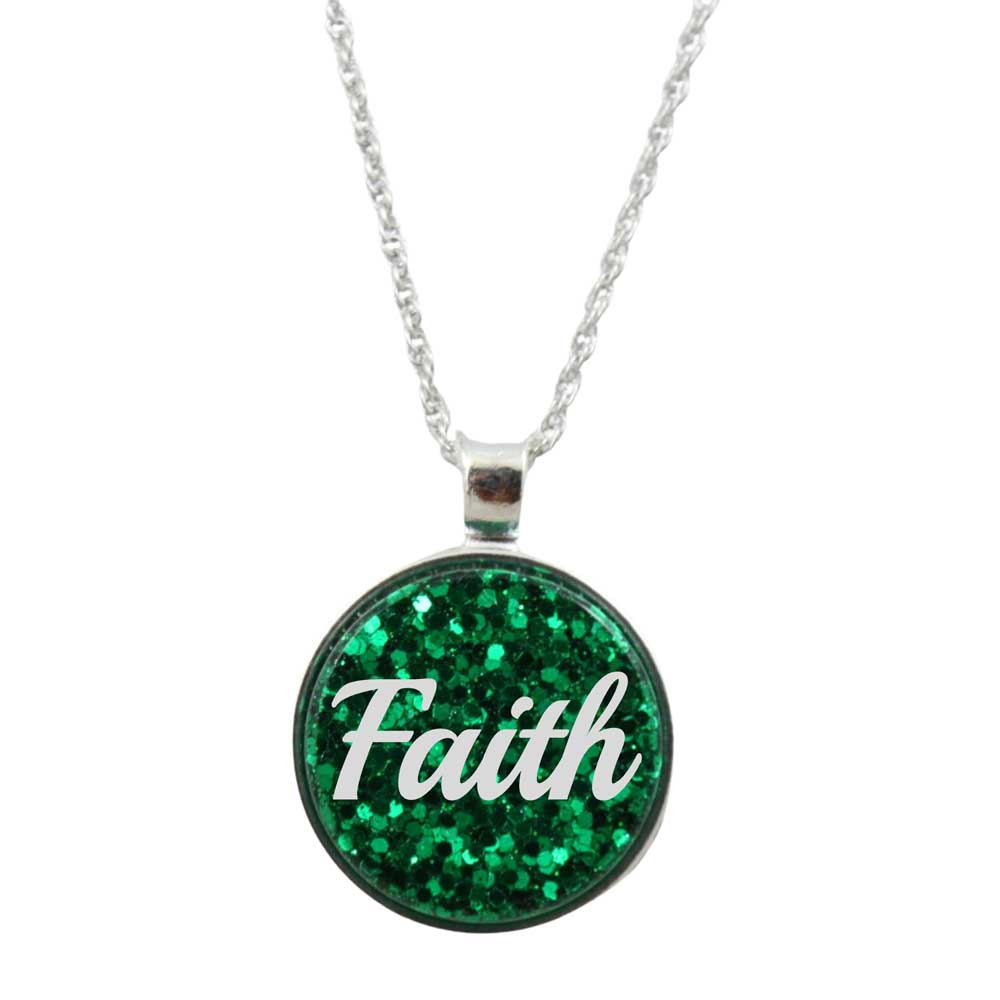 Inspirational Pendant with White Faith on Chain - Lilylin Designs