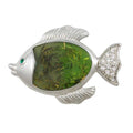 Green Fish with Clear Crystals Brooch Pin - Lilylin Designs