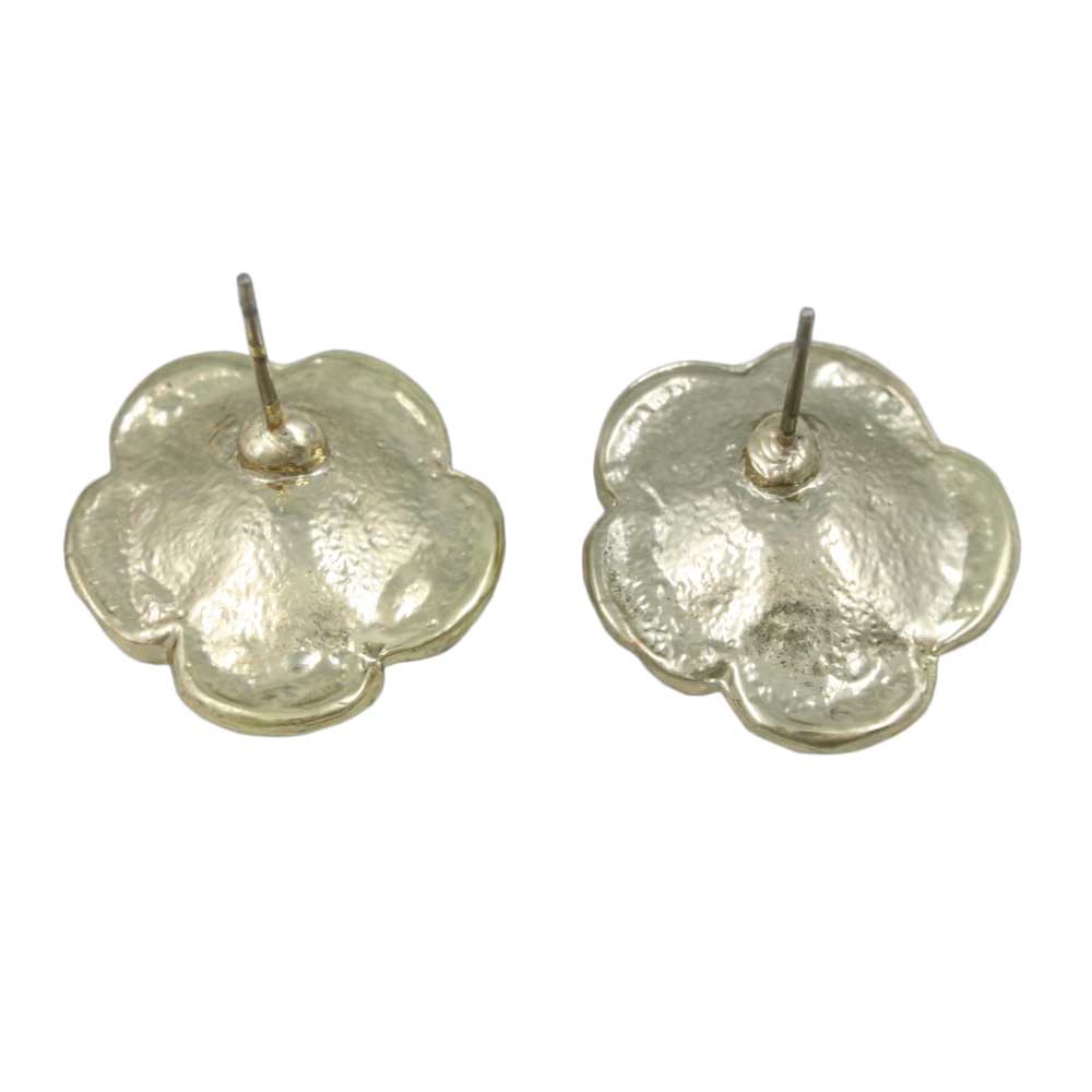 Teal Flower Outlined in Gold Pierced Earring - HPB442E - Lilylin Designs