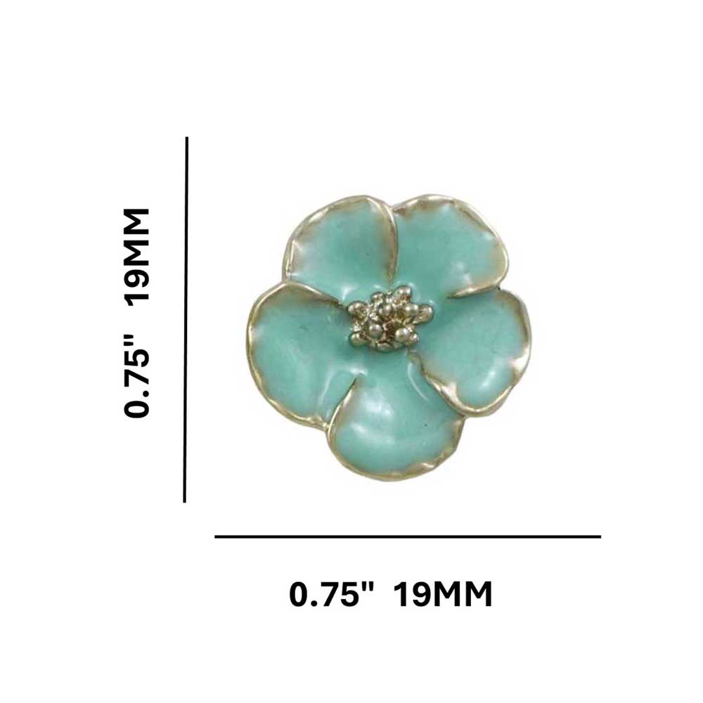 Teal Flower Outlined in Gold Pierced Earring - HPB442E - Lilylin Designs