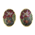 Red and Gray Hibiscus Flowers Cloisonne Pierced Earring - CP90ERD - Lilylin Designs