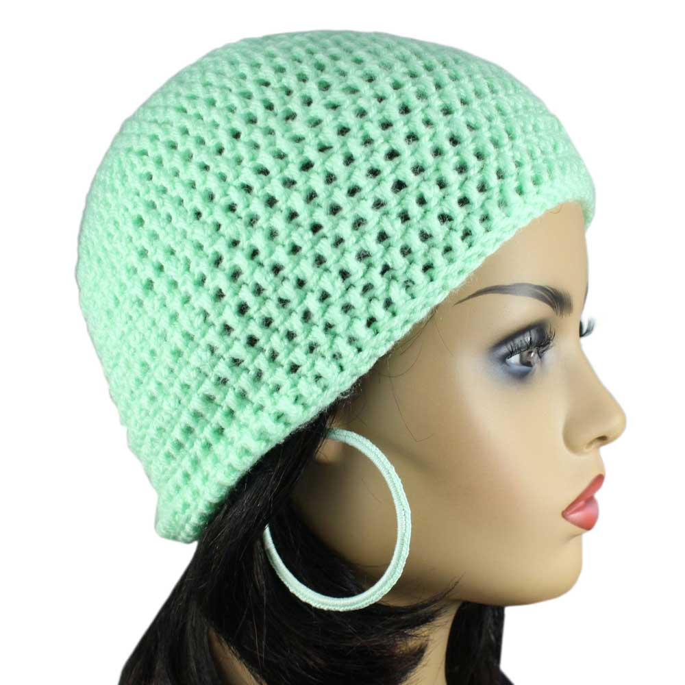 Mint Green Crochet Beanie Hat Medium/Large - JMCH09 - Lilylin Designs