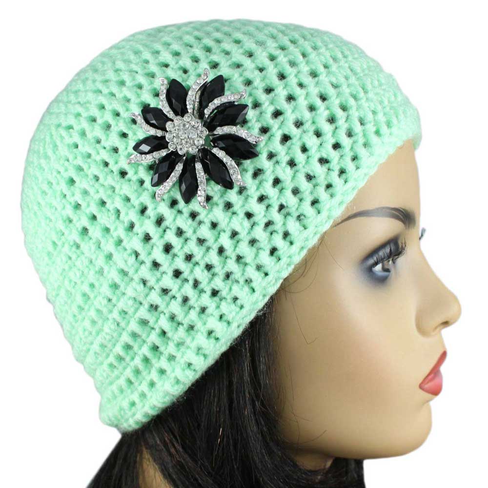Mint Green Crochet Beanie Hat Medium/Large - JMCH09 - Lilylin Designs