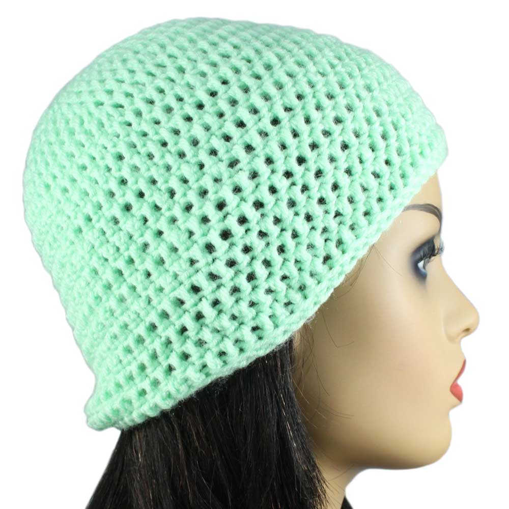 Mint Green Crochet Beanie Hat Medium/Large - JMCH09 - Lilylin Designs