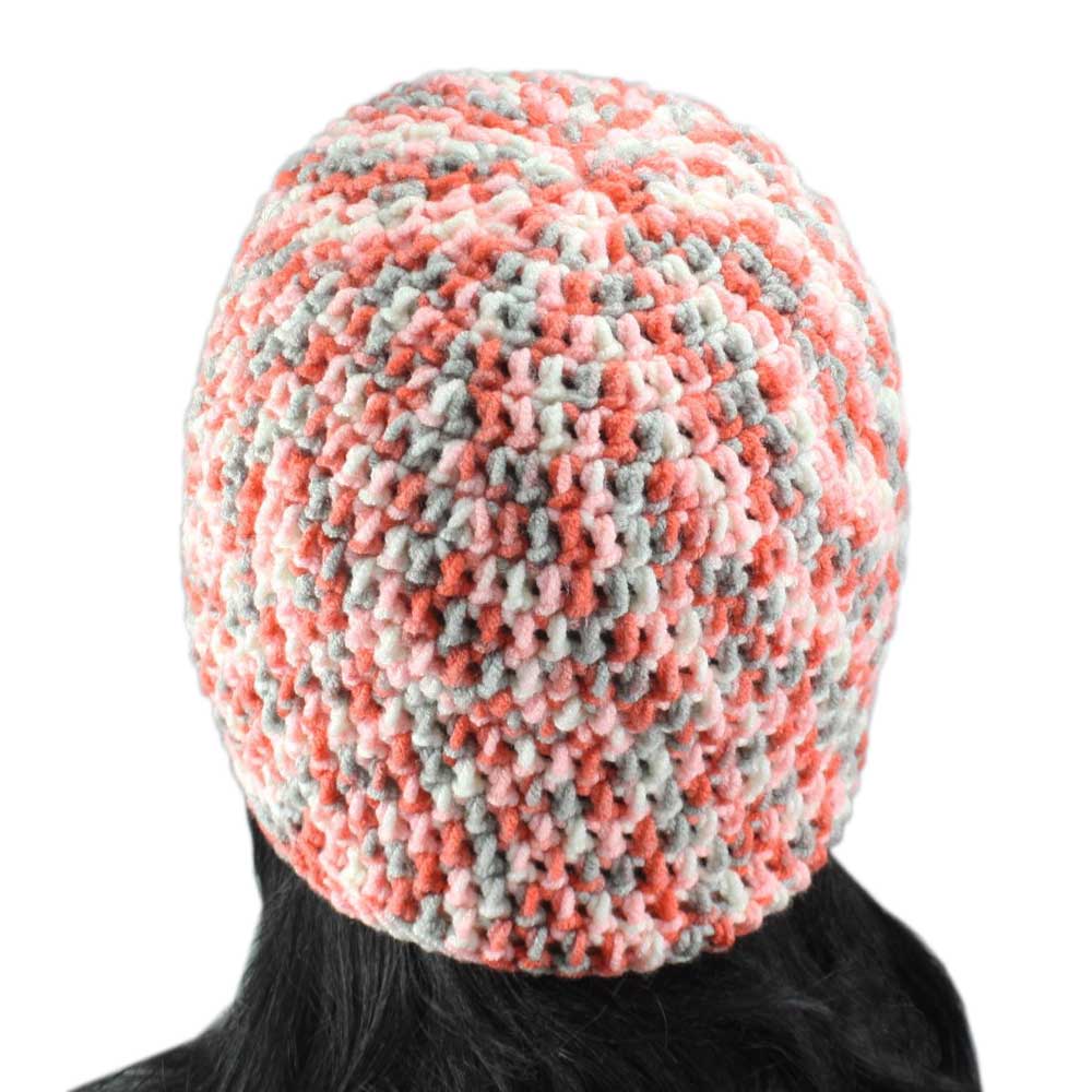 Orange and Gray Crochet Beanie Hat Medium/Large - JMCH13ML - Lilylin Designs