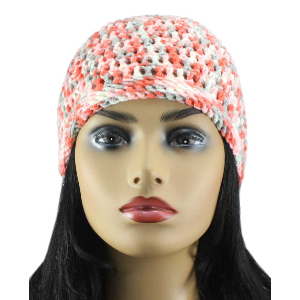 Orange and Gray Crochet Beanie Hat Medium/Large - JMCH13ML - Lilylin Designs