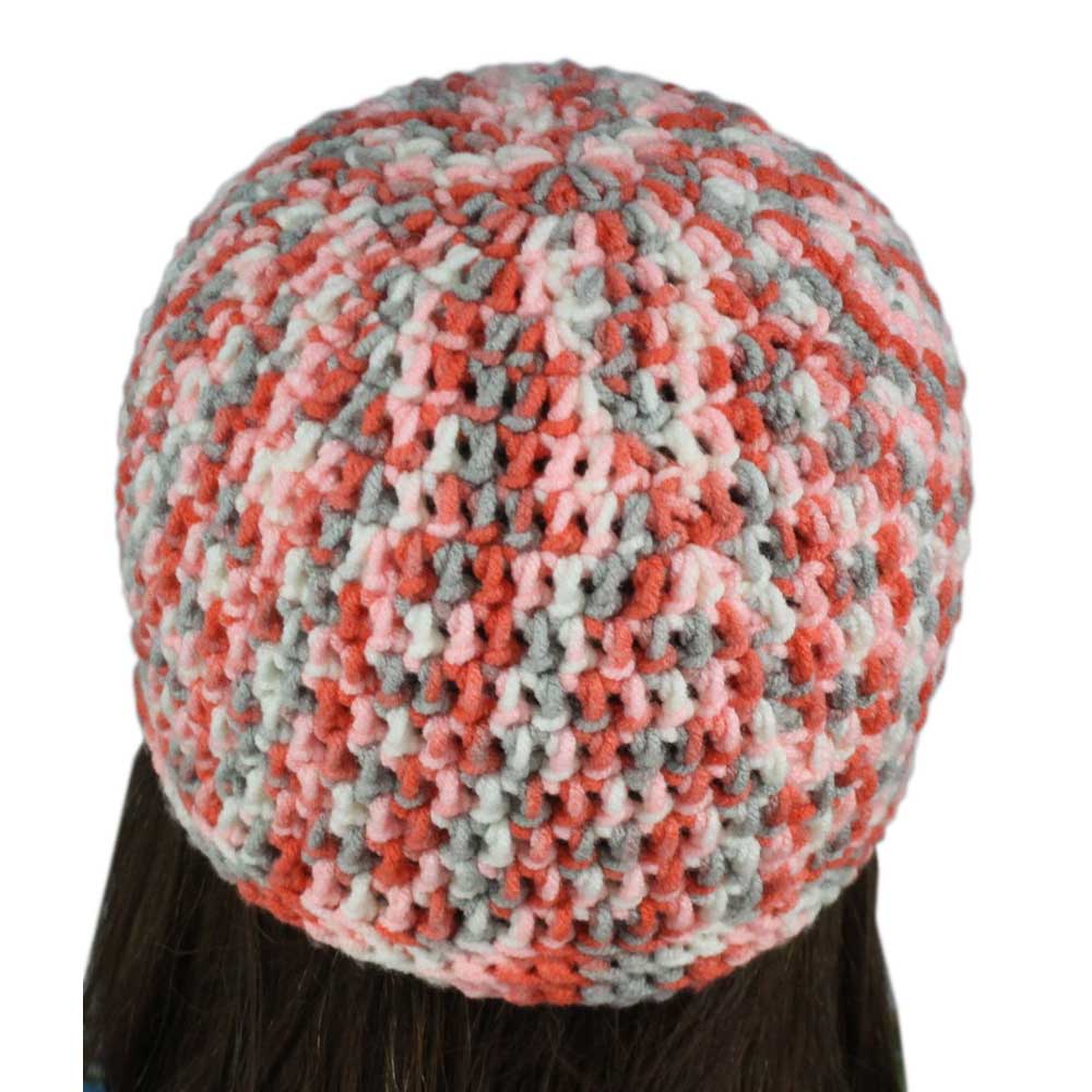 Orange and Gray Crochet Beanie Hat Small/Medium - JMCH13SM - Lilylin Designs