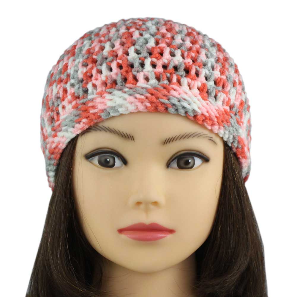 Orange and Gray Crochet Beanie Hat Small/Medium - JMCH13SM - Lilylin Designs