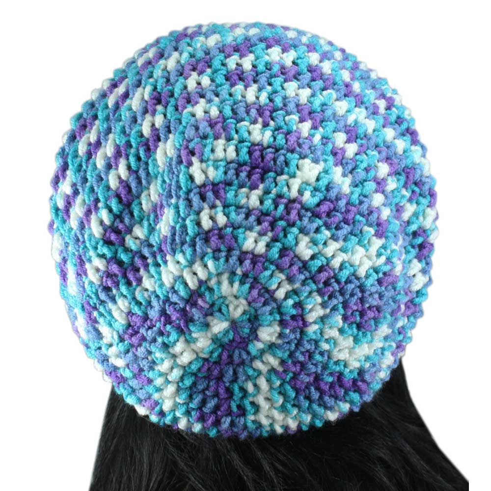 Blue Purple White Crochet Slouchy Hat Medium/Large - JMCH14 - Lilylin Designs