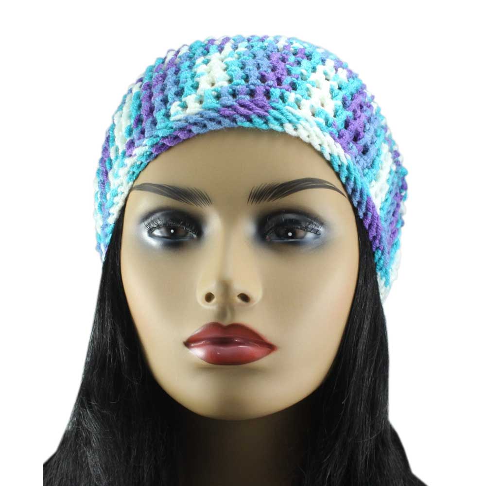 Blue Purple White Crochet Slouchy Hat Medium/Large - JMCH14 - Lilylin Designs