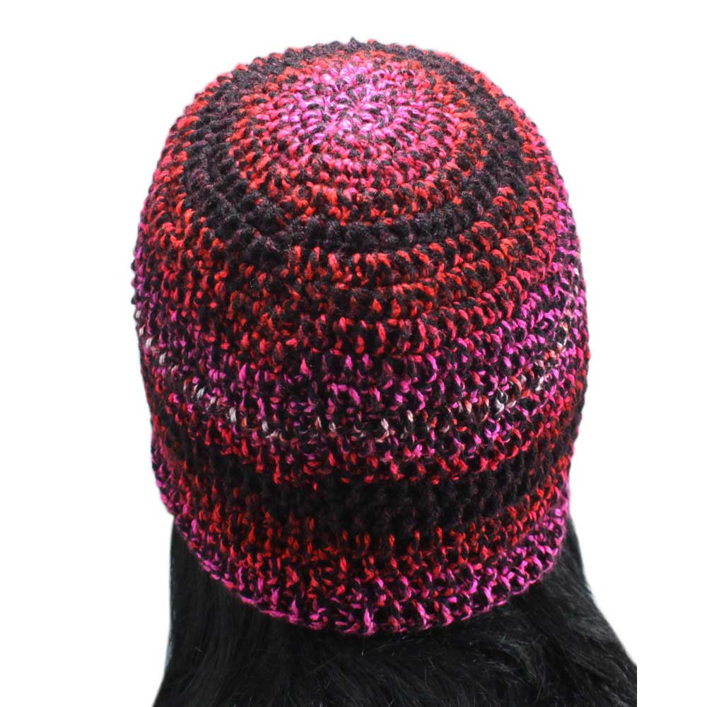 Pink and Red Crochet Beanie Hat Medium/Large - JMCH15 - Lilylin Designs