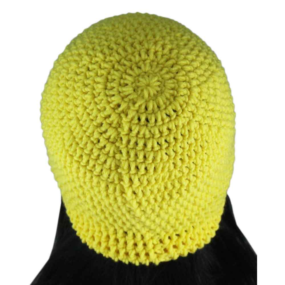 Lemon Yellow Crochet Beanie Hat Medium/Large - JMCH17ML - Lilylin Designs