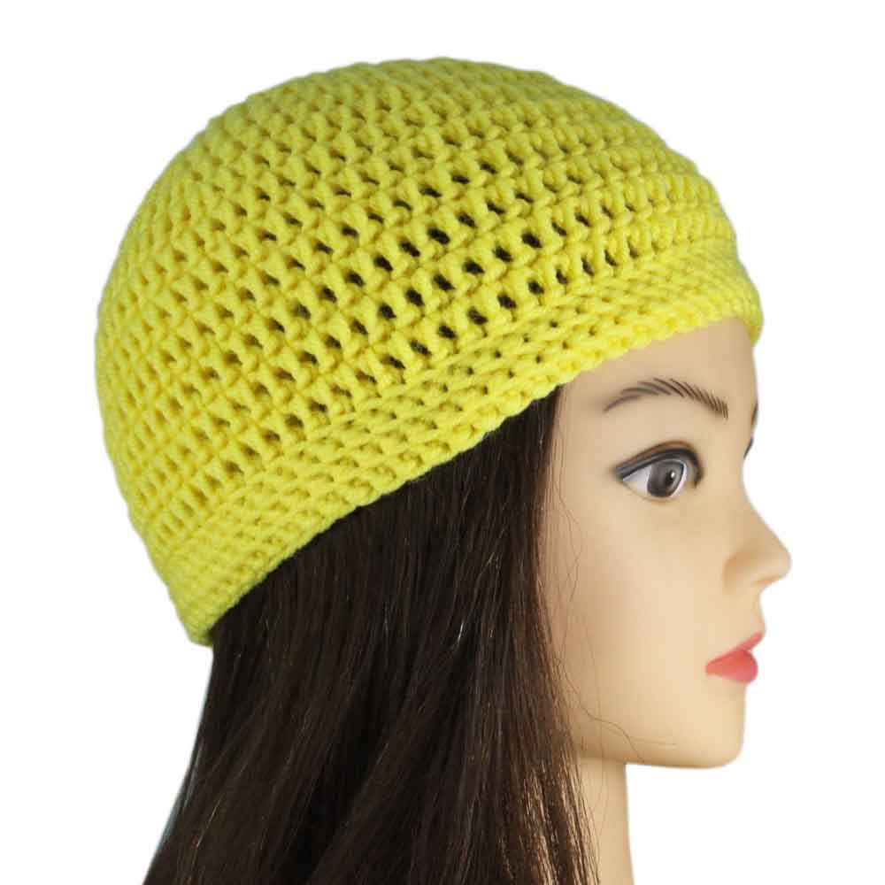 Lilylin Designs Sunny Yellow Small/Medium Crochet Beanie Hat-side