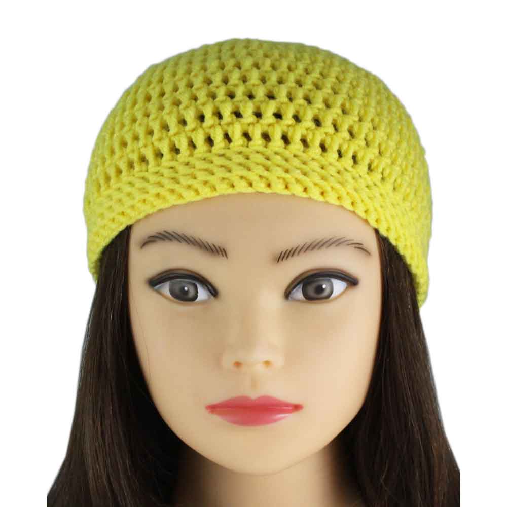 Lemon Yellow Crochet Beanie Hat Small/Medium - JMCH17SM - Lilylin Designs