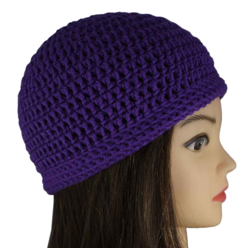 Dark Purple Crochet Beanie Hat Small/Medium - JMCH18SM - Lilylin Designs