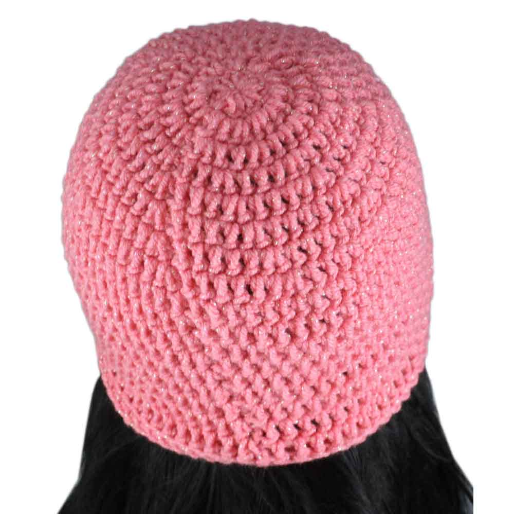 Pink Sparkle Crochet Beanie Hat Medium/Large - JMCH19ML - Lilylin Designs