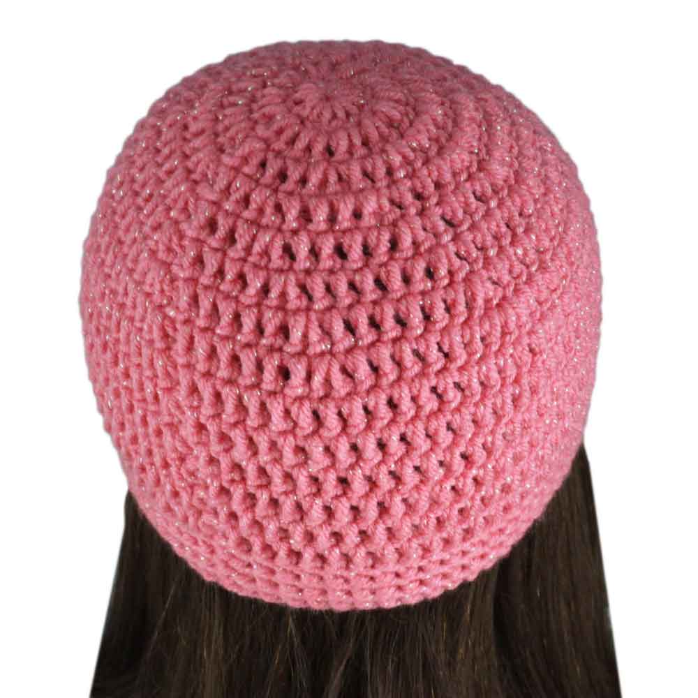 Pink Sparkle Crochet Beanie Hat Small/Medium - JMCH19SM - Lilylin Designs
