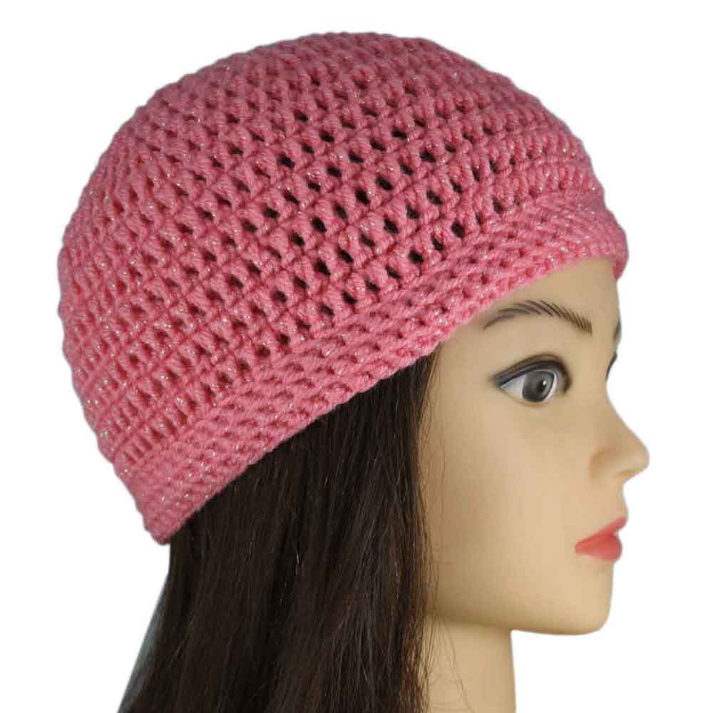 Pink Sparkle Crochet Beanie Hat Small/Medium - JMCH19SM - Lilylin Designs