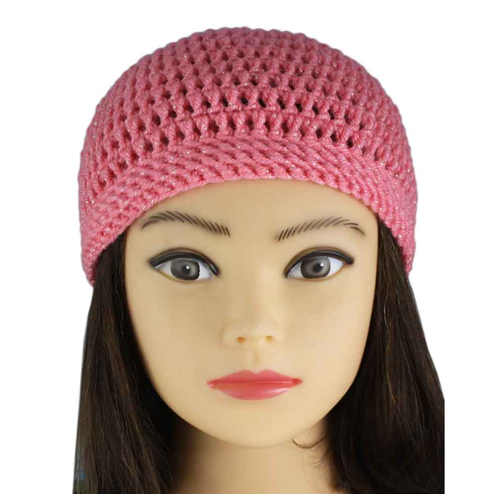 Pink Sparkle Crochet Beanie Hat Small/Medium - JMCH19SM - Lilylin Designs