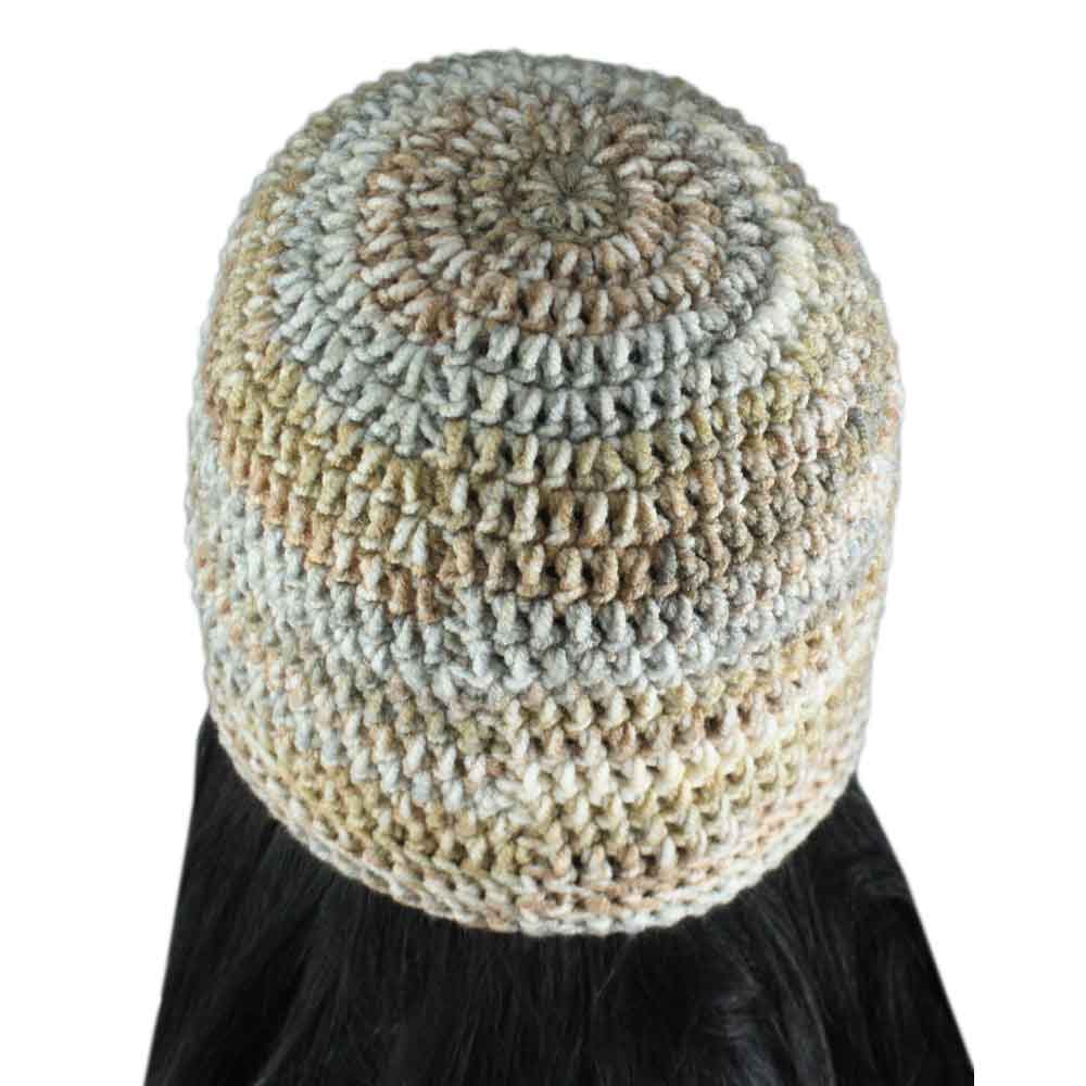 Tan and Gray Crochet Beanie Hat Medium/Large - JMCH21ML - Lilylin Designs