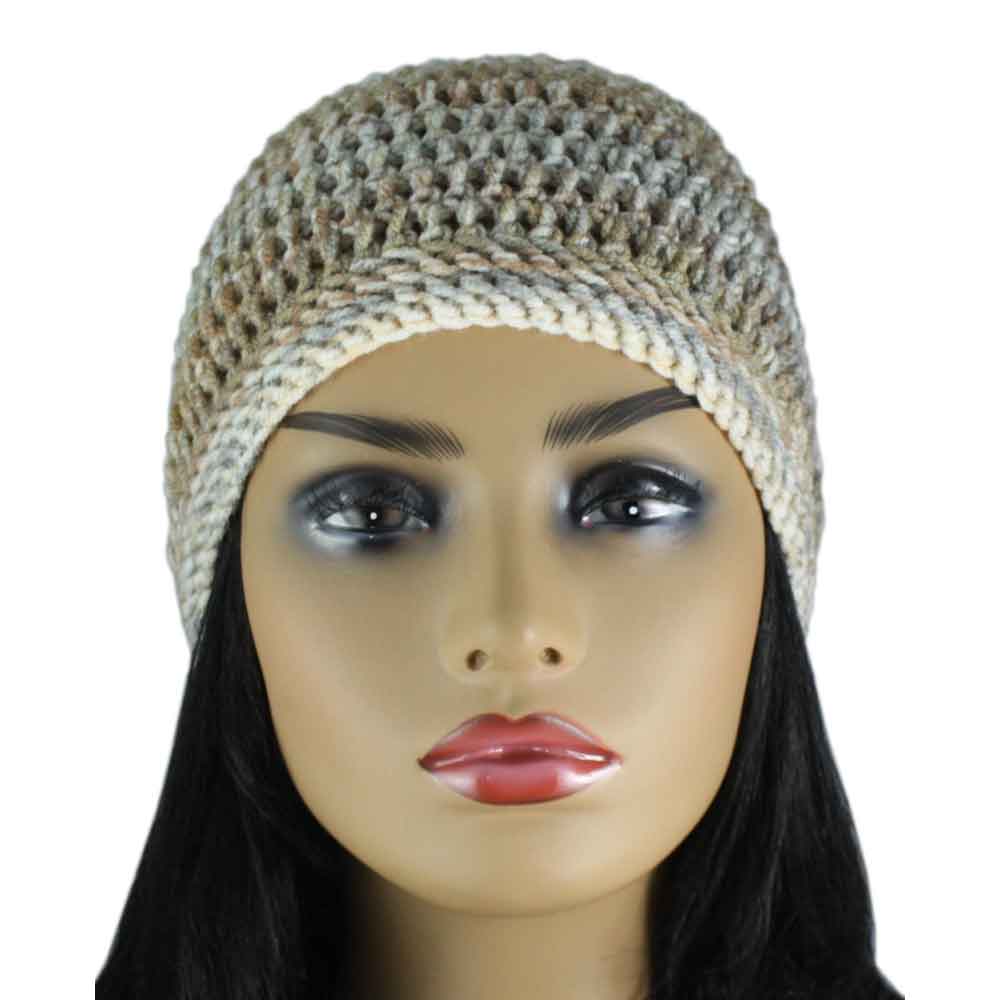 Tan and Gray Crochet Beanie Hat Medium/Large - JMCH21ML - Lilylin Designs