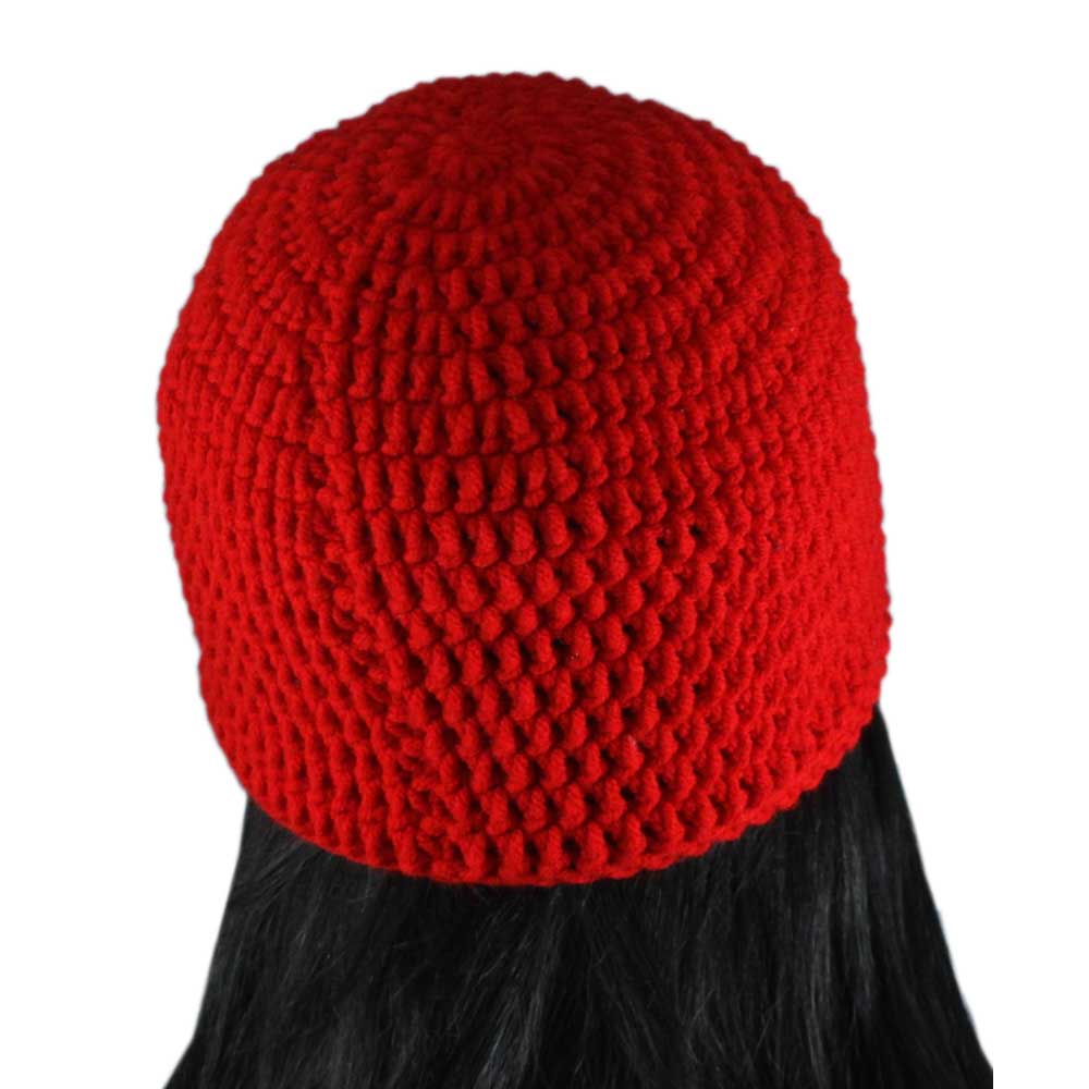 Red Crochet Beanie Hat Medium/Large - JMCH22ML - Lilylin Designs