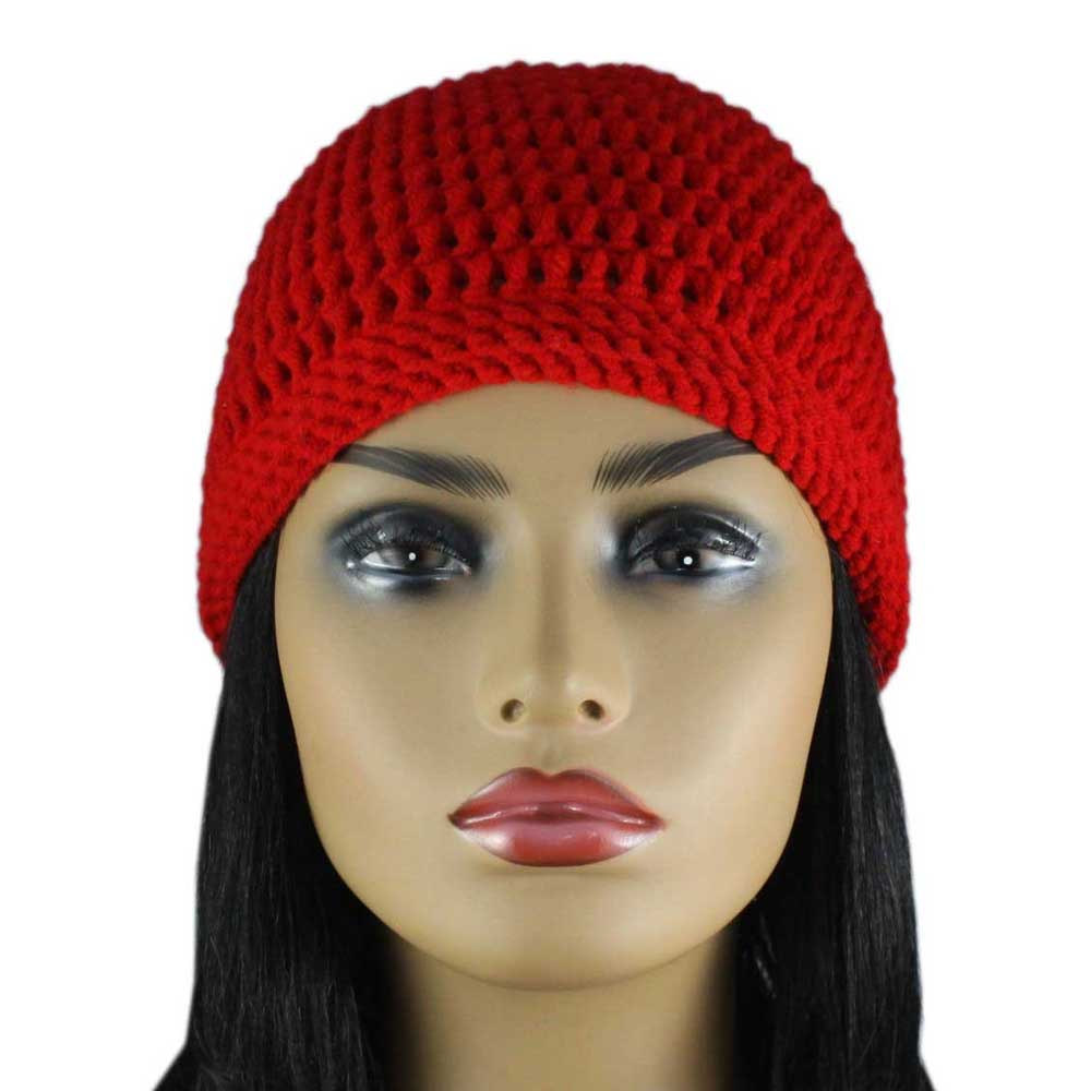 Red Crochet Beanie Hat Medium/Large - JMCH22ML - Lilylin Designs