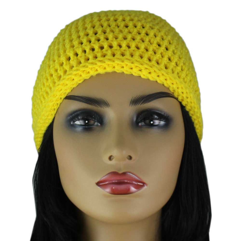 Bright Yellow Crochet Beanie Hat Medium/Large - JMCH23ML - Lilylin Designs