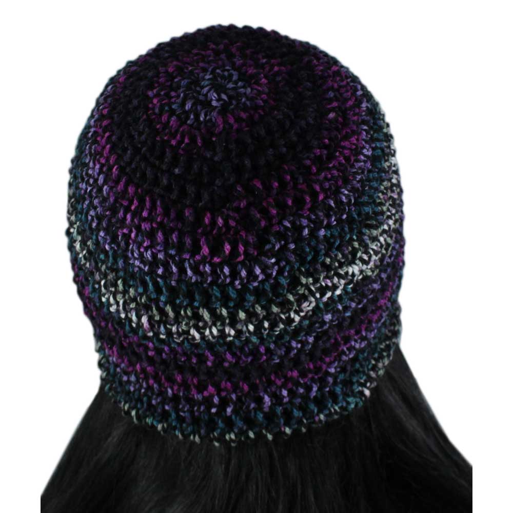 Purple Black Gray Crochet Beanie Hat Medium/Large - JMCH24ML - Lilylin Designs