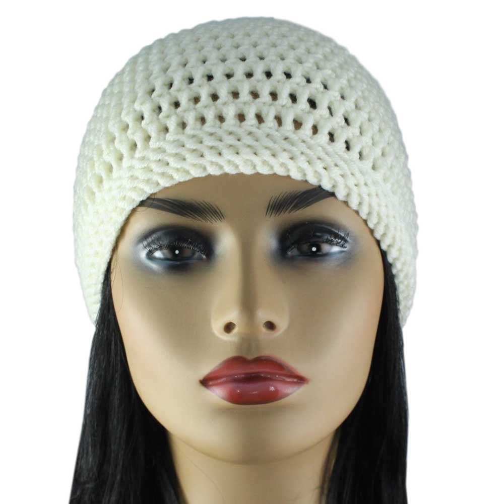 Creamy Ivory Crochet Beanie Hat Medium/Large - JMCH25ML - Lilylin Designs