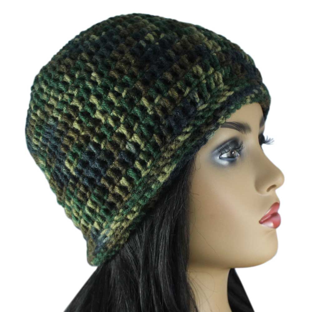 Lilylin Designs Camouflage Crochet Beanie Hat Medium/Large-side
