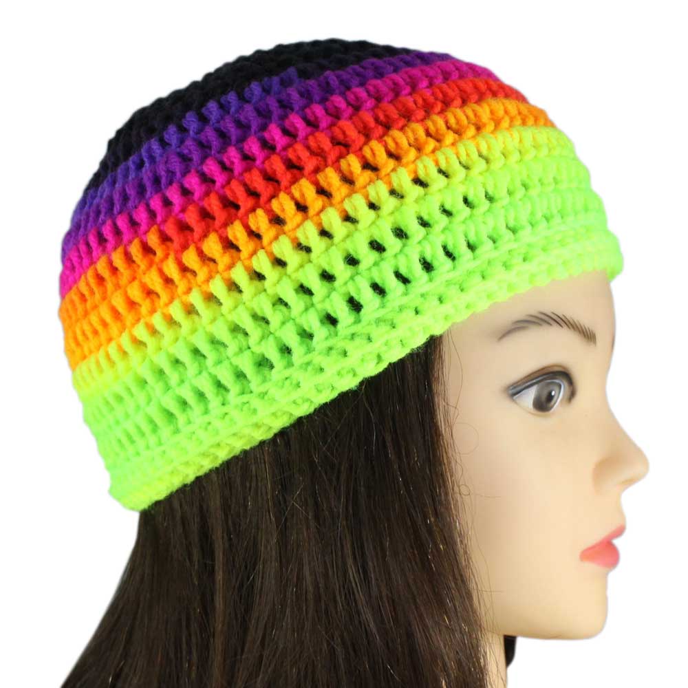 Lilylin Designs Neon Wave Crochet Beanie Hat Small/Medium-side