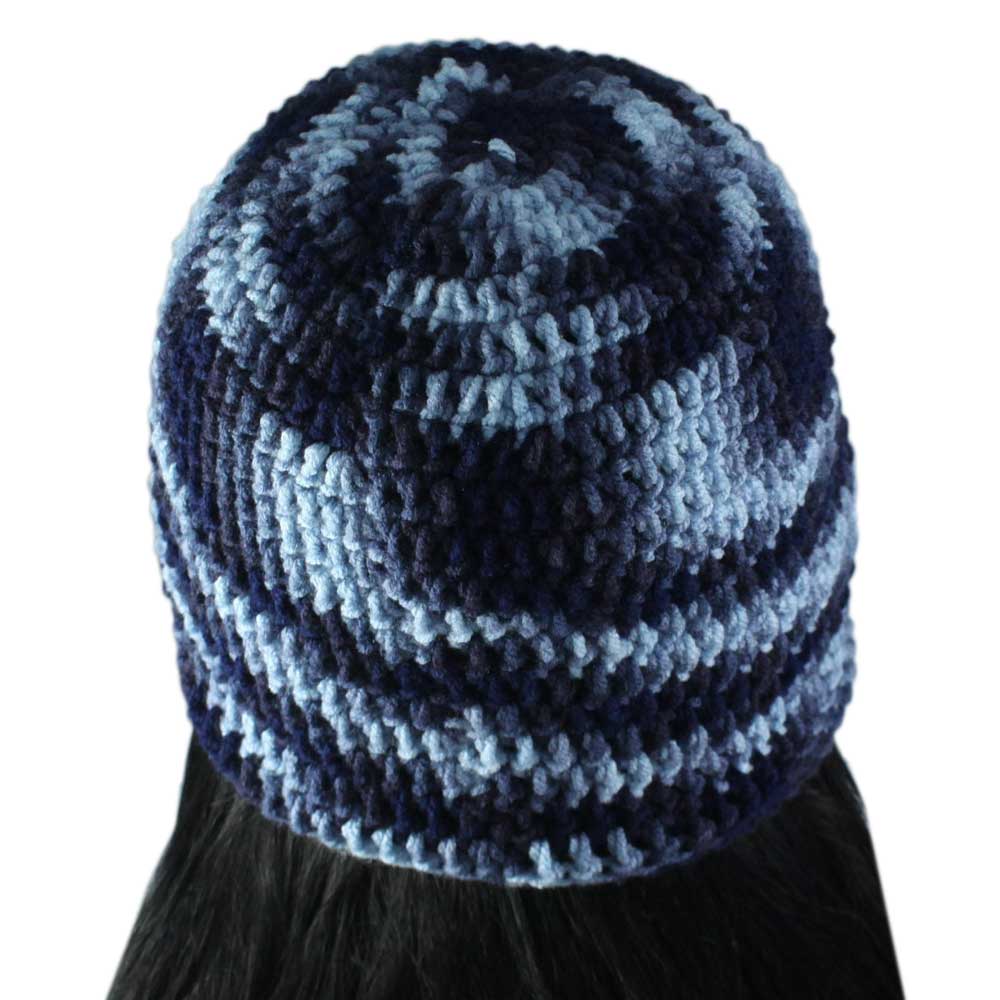 Dark and Light Blue Crochet Beanie Hat Medium/Large - JMCH29ML - Lilylin Designs