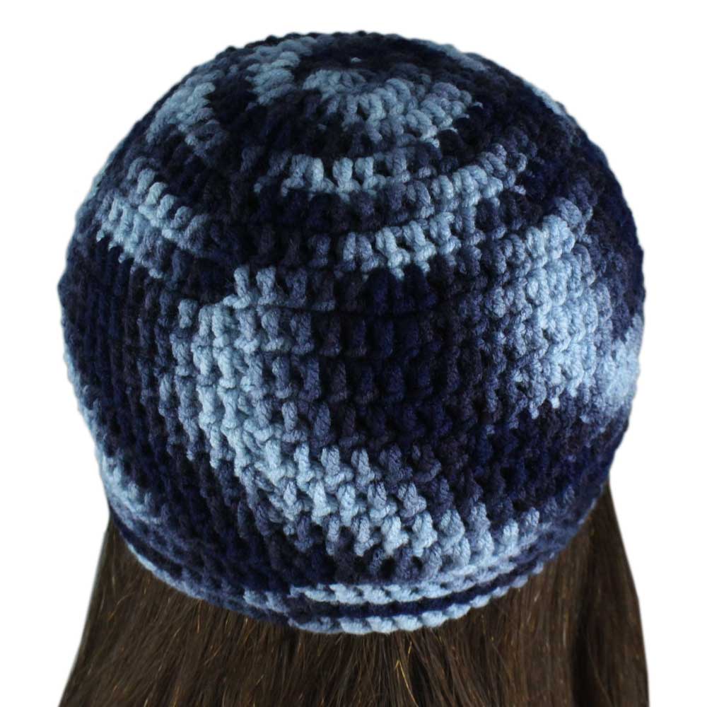 Dark and Light Blue Crochet Beanie Hat Small/Medium - JMCH29SM - Lilylin Designs