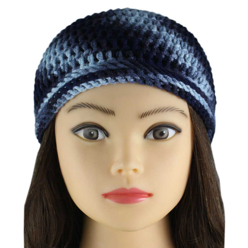 Dark and Light Blue Crochet Beanie Hat Small/Medium - JMCH29SM - Lilylin Designs