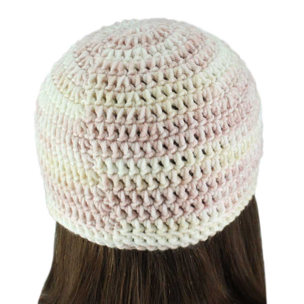 Pastel Pink and Tan Beanie Hat Small/Medium - JMCH30SM - Lilylin Designs