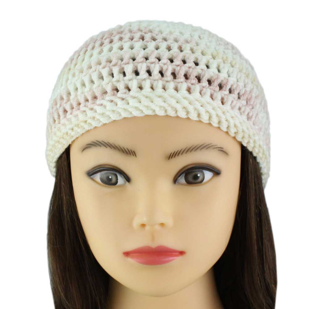 Pastel Pink and Tan Beanie Hat Small/Medium - JMCH30SM - Lilylin Designs