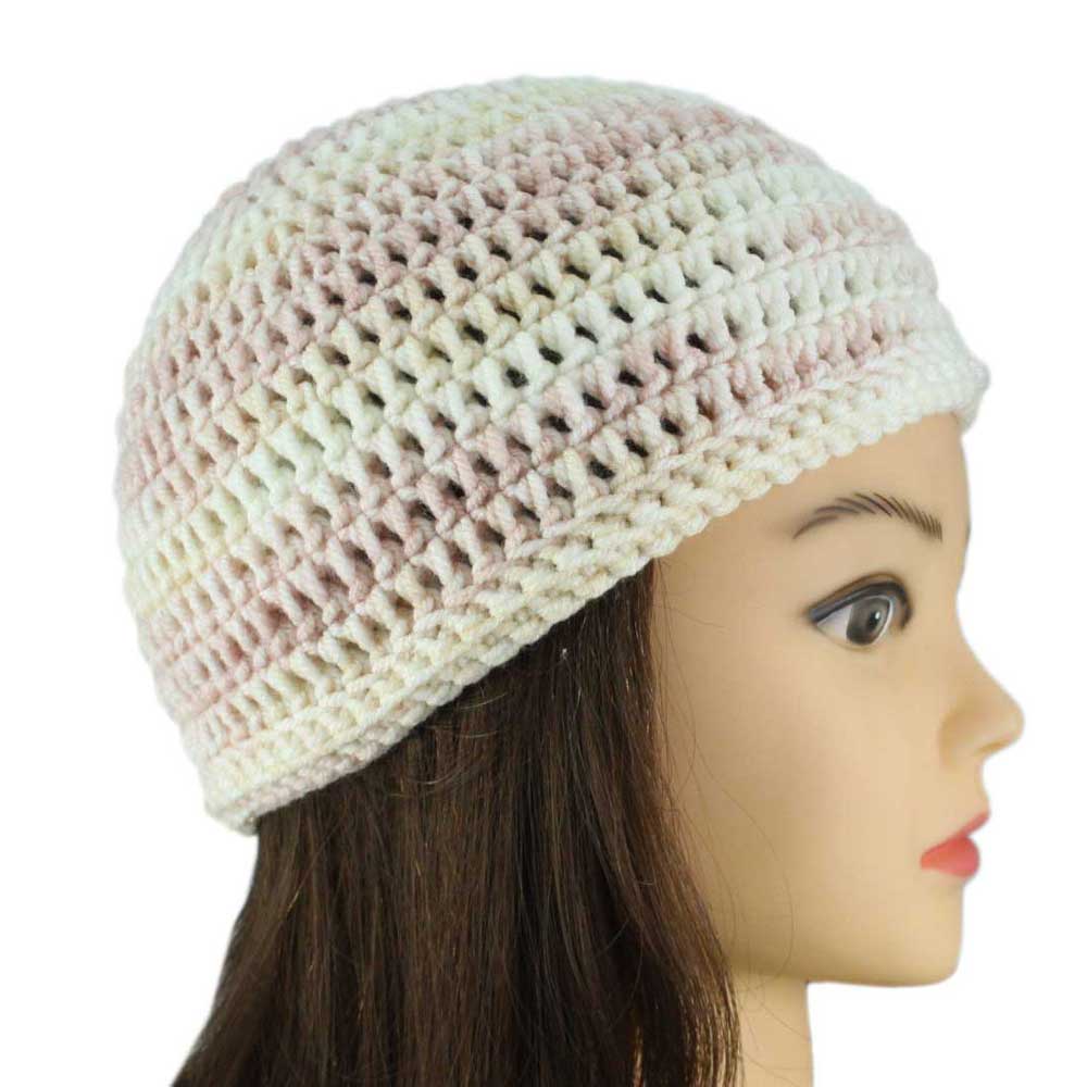 Pastel Pink and Tan Beanie Hat Small/Medium - JMCH30SM - Lilylin Designs