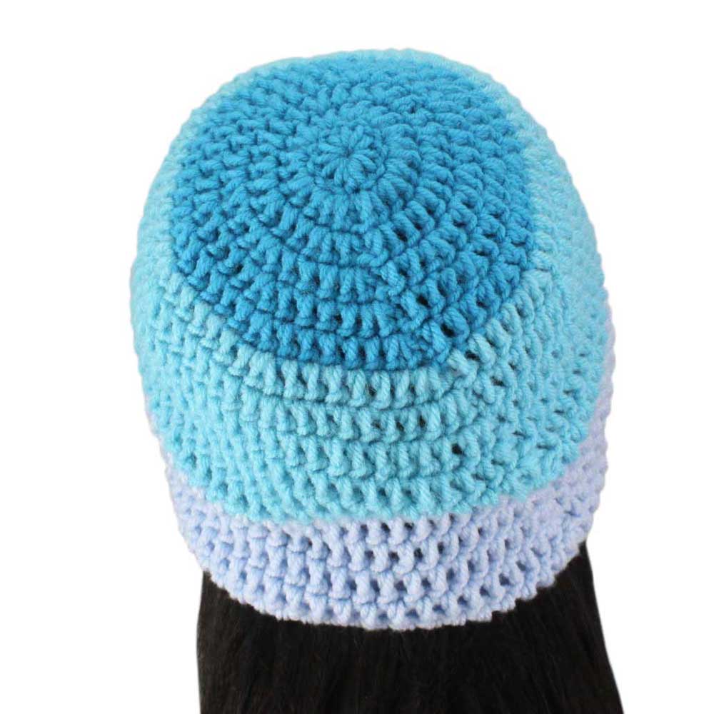 3 Shades of Blue Crochet Beanie Hat Medium/Large - JMCH33ML - Lilylin Designs