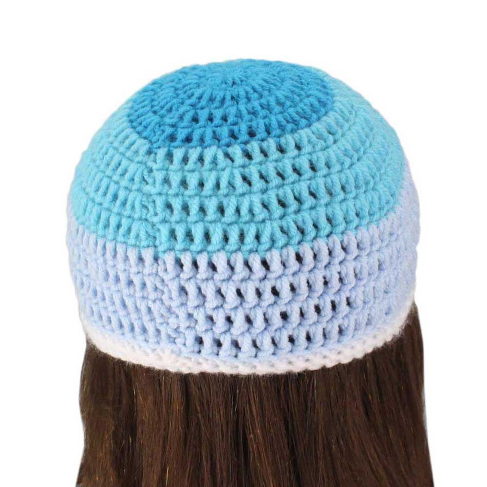 3 Shades of Blue Crochet Beanie Hat Small/Medium - JMCH33SM - Lilylin Designs