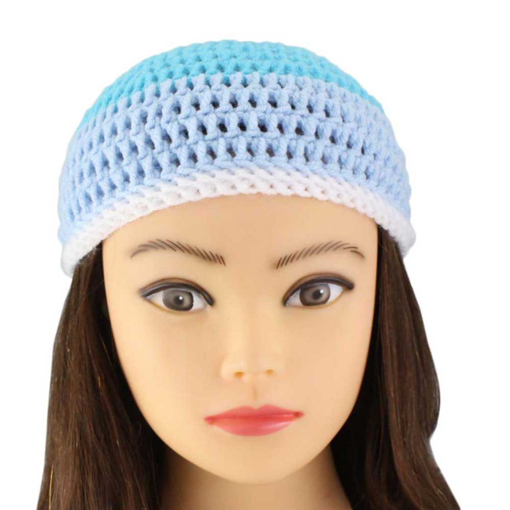 3 Shades of Blue Crochet Beanie Hat Small/Medium - JMCH33SM - Lilylin Designs