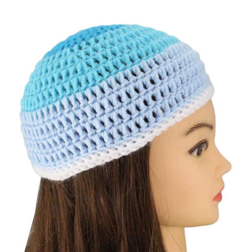 3 Shades of Blue Crochet Beanie Hat Small/Medium - JMCH33SM - Lilylin Designs