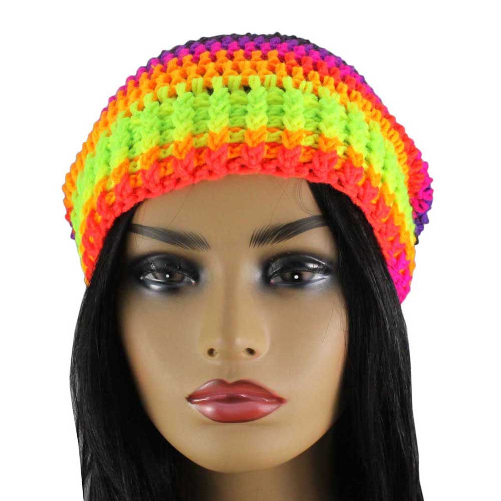 Neon Crochet Beanie Hat with Band Medium/Large - JMCH34ML - Lilylin Designs