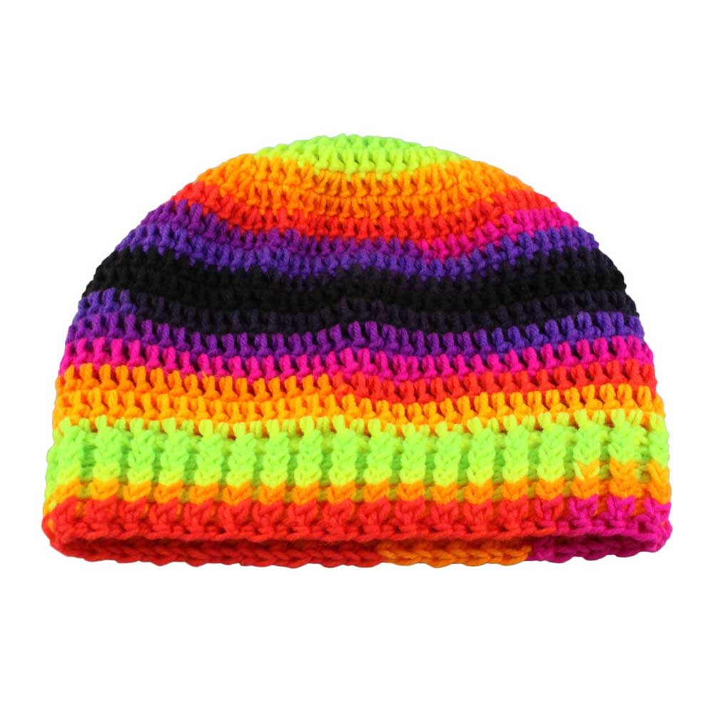 Lilylin Designs Bright Neon Crochet Beanie Hat Medium/Large