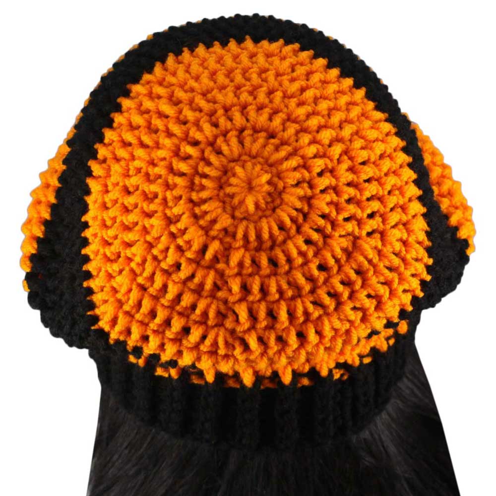 Orange and Black Crochet Beanie Hat Medium/Large - JMCH35ML - Lilylin Designs