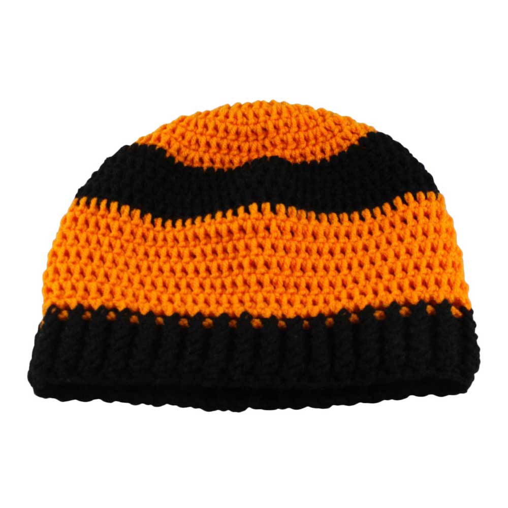 Orange and Black Crochet Beanie Hat Medium/Large - JMCH35ML - Lilylin Designs