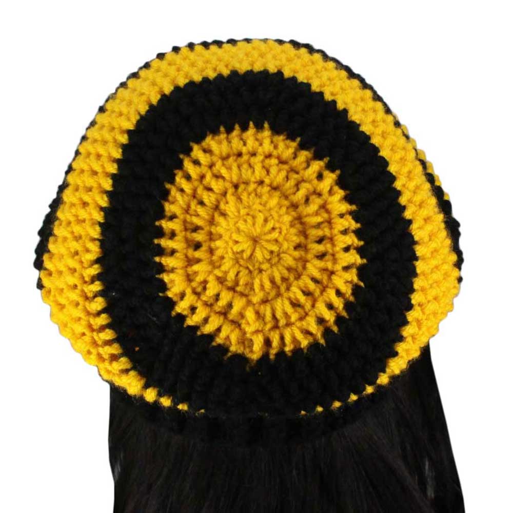Gold and Black Crochet Beanie Hat Med/Large - JMCH36ML - Lilylin Designs