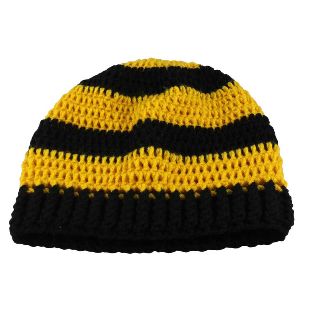 Gold and Black Crochet Beanie Hat Med/Large - JMCH36ML - Lilylin Designs